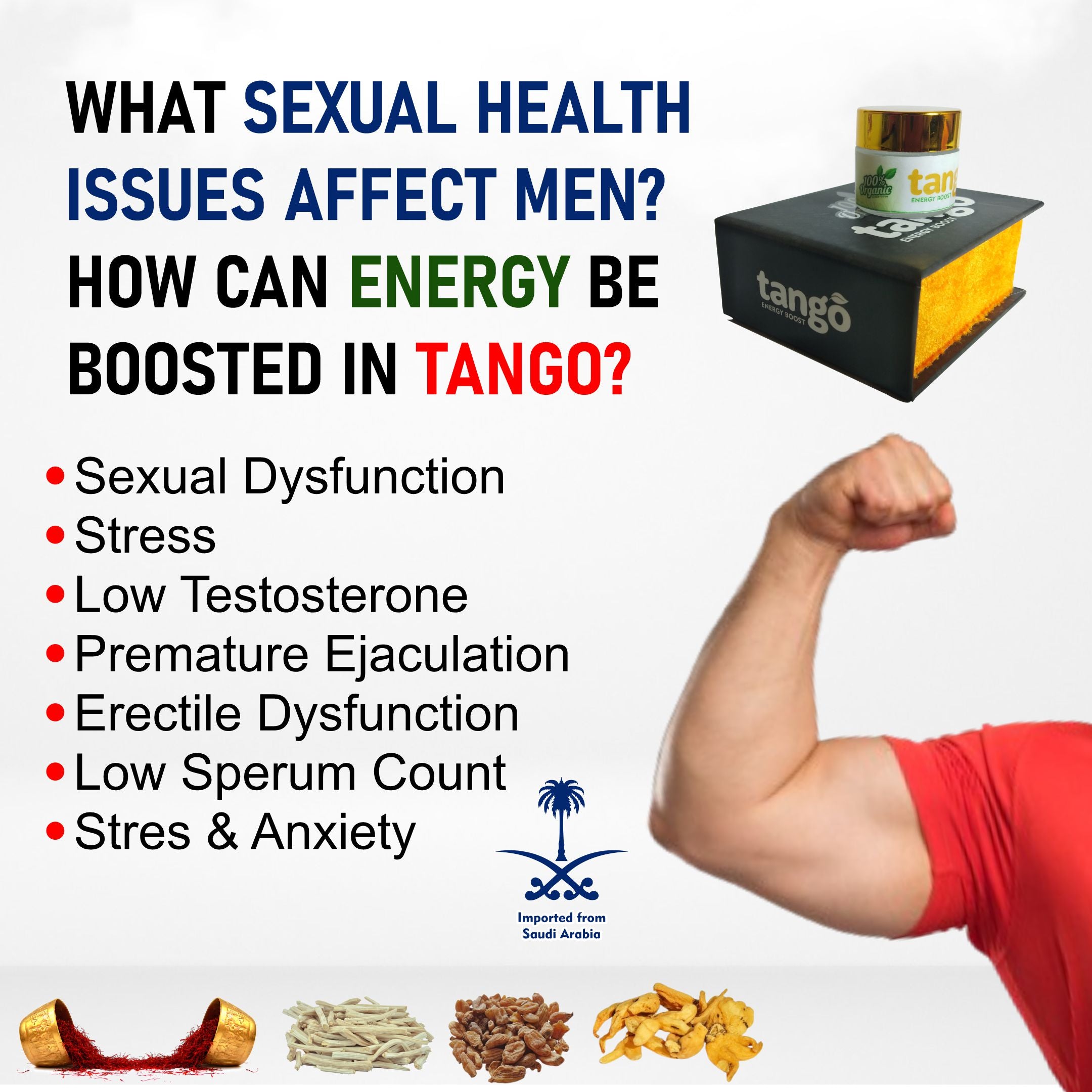 Tango Energy Booster for Men | Herbal Power Formula with 13+ Natural Ingredients